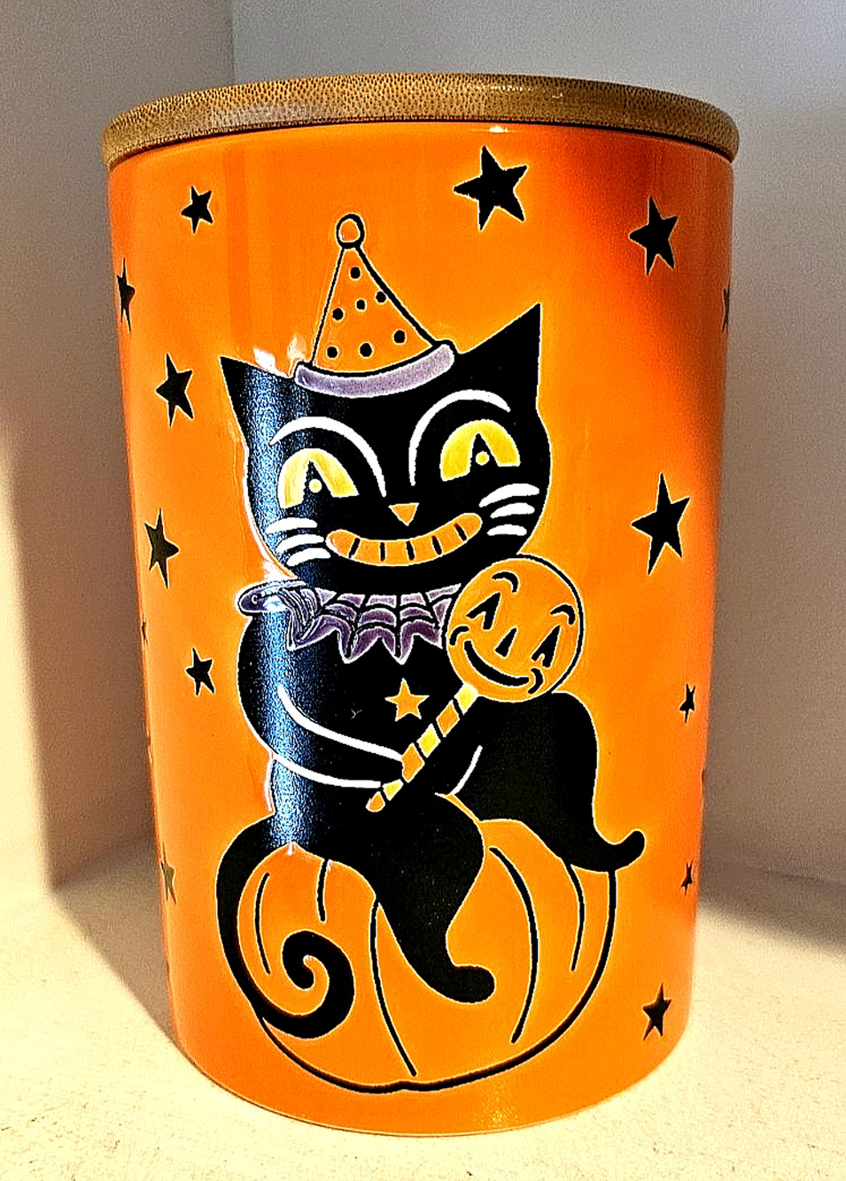 Eli & Ana Yesteryear Halloween Jester Cat Canister 7.6" Tall New